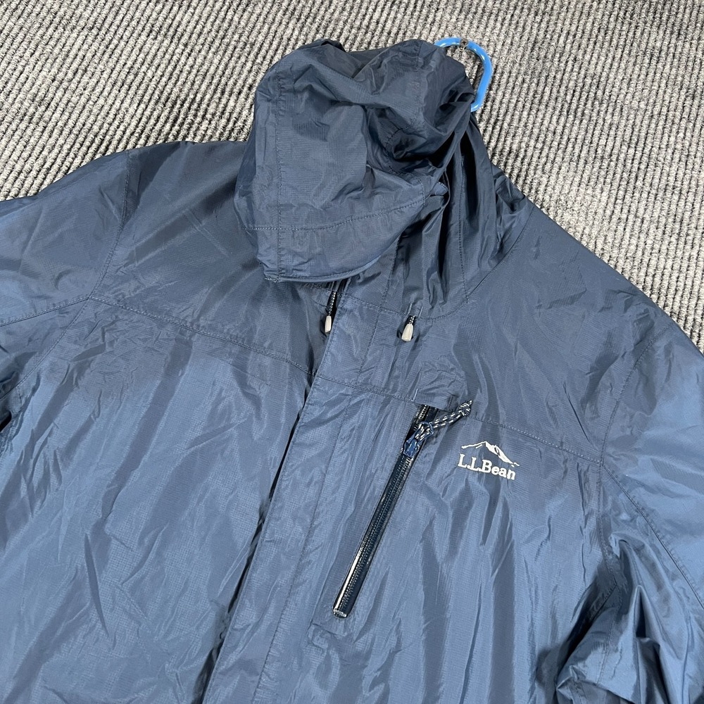 LL Bean Jacket Mens Large Navy Hooded Nylon Lightweight Outdoor Hiking Walking
